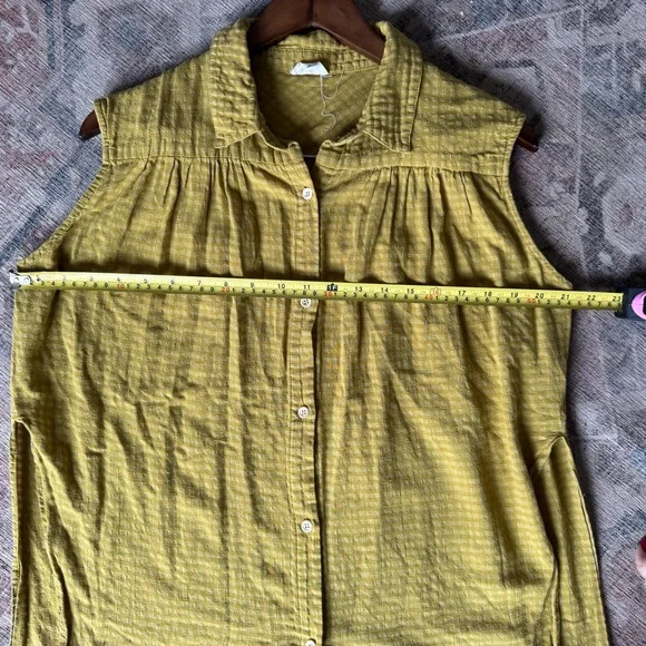 Anthropologie Checkered Tunic Hem Thread Medium Cottagecore Coastal Cowgirl Boho - Picture 10 of 14